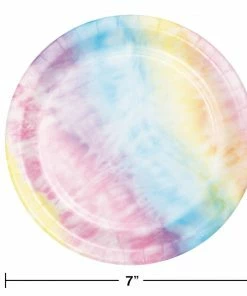 Creative Converting Kids Birthday Party Themes Tie Dye Party Dessert Plate (8/Pkg)