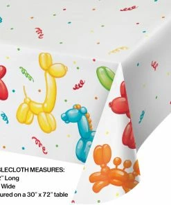 Creative Converting Party Balloon Animals Paper Tablecover All Over Print, 54