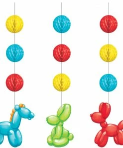 Creative Converting Party Balloon Animals Hanging Cutouts W Honeycomb (3/Pkg) Kids Birthday Party Themes