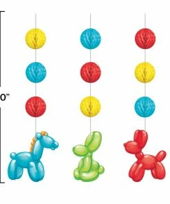 Creative Converting Party Balloon Animals Hanging Cutouts W Honeycomb (3/Pkg) Kids Birthday Party Themes