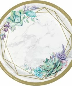 Creative Converting Themed Tableware Geometric Succulents Banquet Plate (8/Pkg)