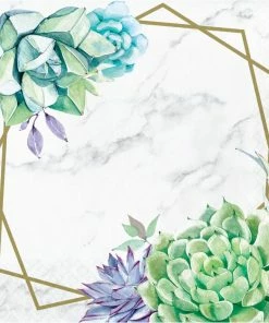 Creative Converting Themed Tableware Geometric Succulents Luncheon Napkin (16/Pkg)