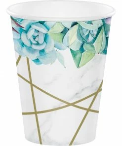 Creative Converting Themed Tableware Geometric Succulents Hot/Cold Cup 12Oz. (8/Pkg)