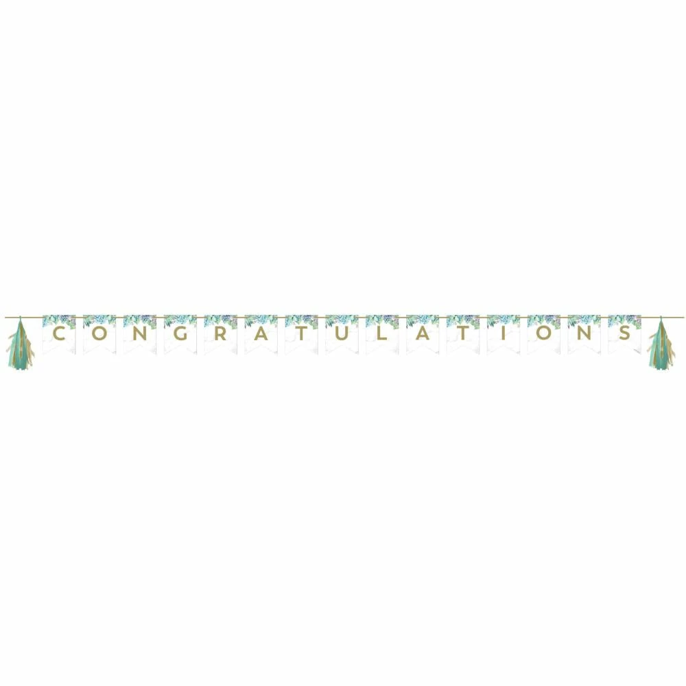 Creative Converting Themed Tableware Geometric Succulents Banner With Tassle Garland (1/Pkg)