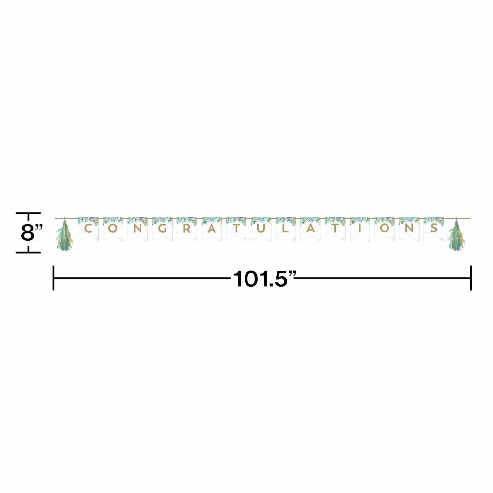 Creative Converting Themed Tableware Geometric Succulents Banner With Tassle Garland (1/Pkg)