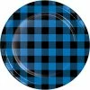 Creative Converting Blue Black Buffalo Plaid Dinner Plate (8/Pkg)