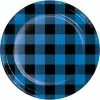 Creative Converting Blue Black Buffalo Plaid Dessert Plate (8/Pkg) Themed Tableware