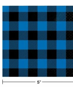 Creative Converting Themed Tableware Blue Black Buffalo Plaid Beverage Napkin (16/Pkg)