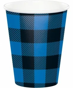 Creative Converting Blue Black Buffalo Plaid Hot/Cold Cup 9Oz. (8/Pkg)