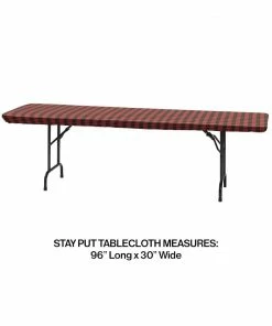 Creative Converting Buffalo Plaid Plastic Tablecover, Stay Put, 30"X96" (1/Pkg)