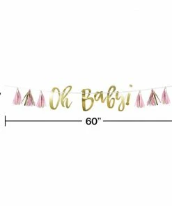 Creative Converting Pink And Gold Oh Baby Tassel Banner (1/Pkg) Baby Showers