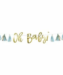 Creative Converting Baby Showers Blue And Gold Oh Baby Tassel Banner (1/Pkg)