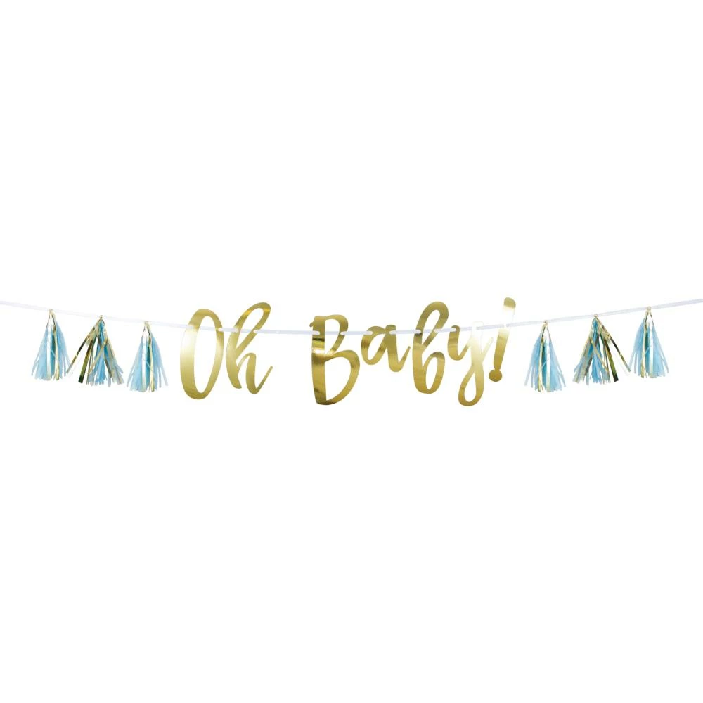 Creative Converting Baby Showers Blue And Gold Oh Baby Tassel Banner (1/Pkg)