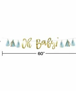 Creative Converting Baby Showers Blue And Gold Oh Baby Tassel Banner (1/Pkg)
