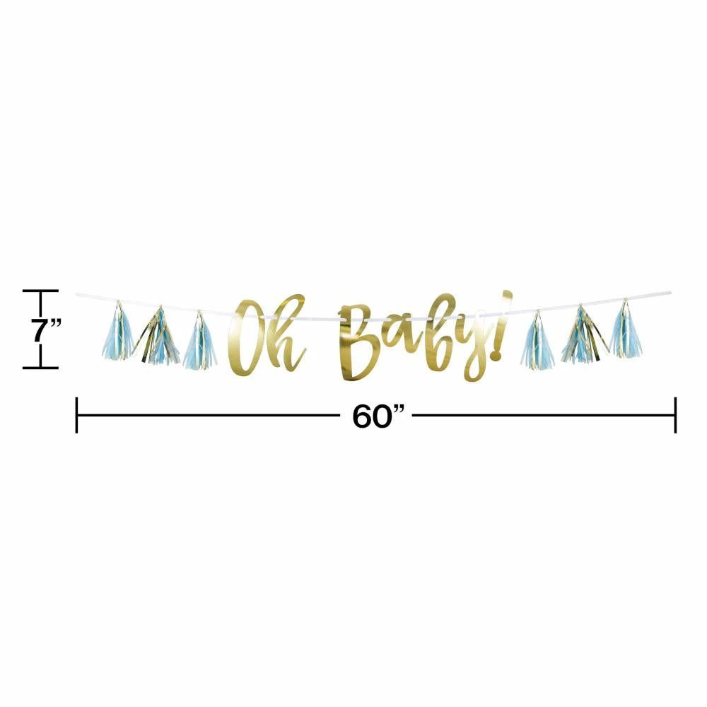 Creative Converting Baby Showers Blue And Gold Oh Baby Tassel Banner (1/Pkg)