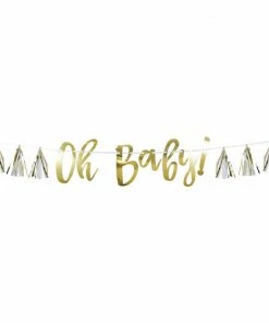 Creative Converting White And Gold Oh Baby Tassel Banner (1/Pkg)