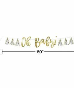 Creative Converting White And Gold Oh Baby Tassel Banner (1/Pkg)