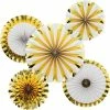 Creative Converting White And Gold Paper Fans Set (5/Pkg)