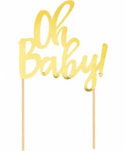 Creative Converting Baby Showers Oh Baby Gold Cake Topper (1/Pkg)