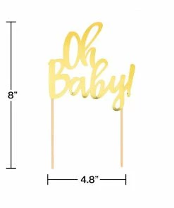 Creative Converting Baby Showers Oh Baby Gold Cake Topper (1/Pkg)