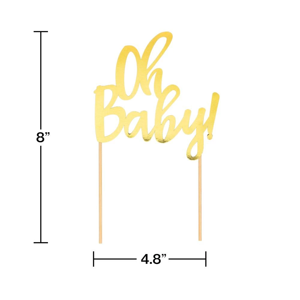 Creative Converting Baby Showers Oh Baby Gold Cake Topper (1/Pkg)