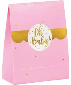 Creative Converting Pink And Gold Oh Baby Favor Bags With Stickers, 8 Ct Baby Showers