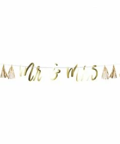 Creative Converting Bridal And Wedding Mr & Mrs White And Gold Tassel Banner (1/Pkg)