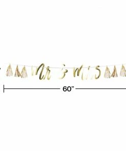Creative Converting Bridal And Wedding Mr & Mrs White And Gold Tassel Banner (1/Pkg)