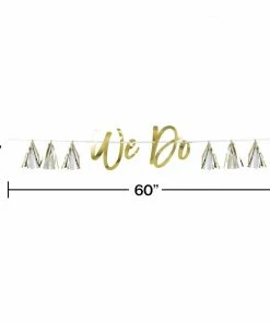 Creative Converting Bridal And Wedding We Do White And Gold Tassel Banner (1/Pkg)