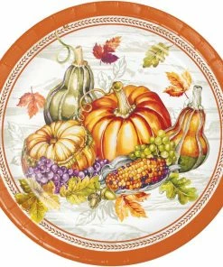 Creative Converting Thanksgiving Party Decorations Plentiful Cornucopia Dessert Plate, 8 Ct