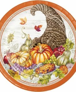 Creative Converting Thanksgiving Party Decorations Plentiful Cornucopia Dinner Plate, 8 Ct