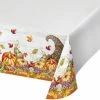 Creative Converting Plentiful Cornucopia Paper Tablecover Border Print, 54" X 102" Thanksgiving Party Decorations