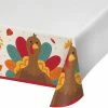 Creative Converting Thanksgiving Party Decorations Tom Turkey Paper Tablecover Border Print, 54" X 102"