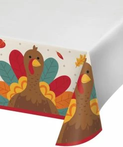 Creative Converting Thanksgiving Party Decorations Tom Turkey Paper Tablecover Border Print, 54" X 102"