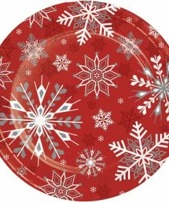Creative Converting Winter Snowflakes Dinner Plate, 8 Ct Christmas Party Supplies