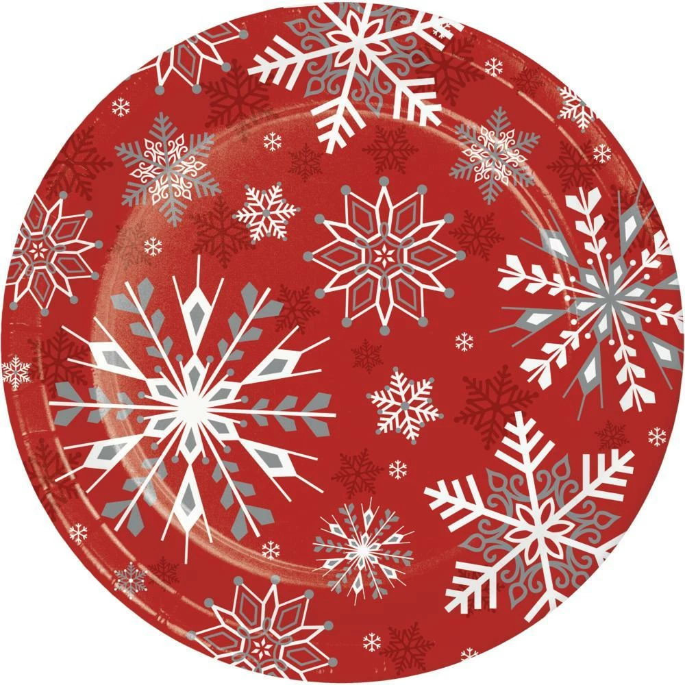 Creative Converting Winter Snowflakes Dinner Plate, 8 Ct Christmas Party Supplies