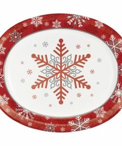 Creative Converting Winter Snowflakes Oval Platter, 8 Ct Christmas Party Supplies