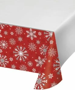 Creative Converting Winter Snowflakes Paper Tablecover Border Print, 54" X 102"