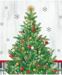 Creative Converting Holiday Tree Beverage Napkin, 16 Ct