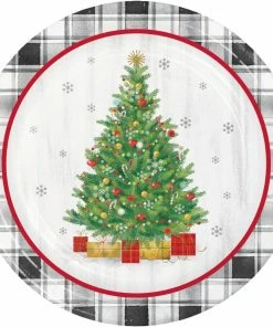 Creative Converting Holiday Tree Dinner Plate, 8 Ct