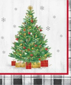 Creative Converting Holiday Tree Luncheon Napkin, 16 Ct Christmas Party Supplies