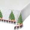 Creative Converting Holiday Tree Paper Tablecover Border Print, 54" X 102" Christmas Party Supplies