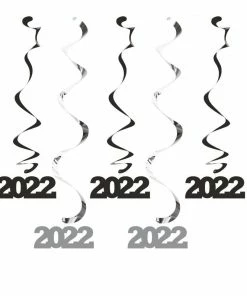 Creative Converting 2022 Dizzy Danglers Black/Silver, 5 Ct New Year's Eve Party Supplies