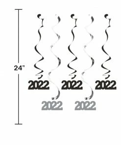 Creative Converting 2022 Dizzy Danglers Black/Silver, 5 Ct New Year's Eve Party Supplies