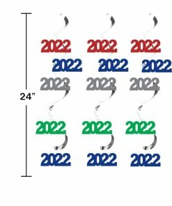 Creative Converting 2022 Dizzy Danglers Assorted Colors, 5 Ct New Year's Eve Party Supplies