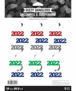 Creative Converting 2022 Dizzy Danglers Assorted Colors, 5 Ct New Year's Eve Party Supplies