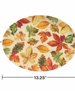 Creative Converting Thanksgiving Party Decorations Thanksgiving Oval Plastic Tray, Fall Leaves 1ct