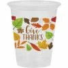 Creative Converting Thanksgiving Party Decorations 16Oz Plastic Cup, Clear, Fall Leaves, 8 Ct