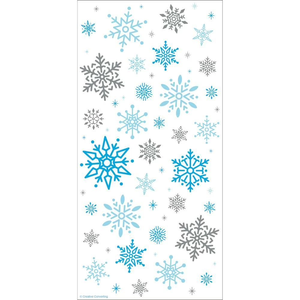Creative Converting Cello Bags, Large, Snowflakes, 20 Ct