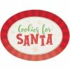 Creative Converting Christmas Party Supplies Oval Plastic Tray, Cookies For Santa